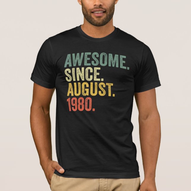 Camiseta 42.º cumpleaños increíble desde agosto de 1980 42  (Anverso)
