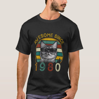 Camiseta 42.º Gato De Vintage De Fantasía 42 Años Gracioso 