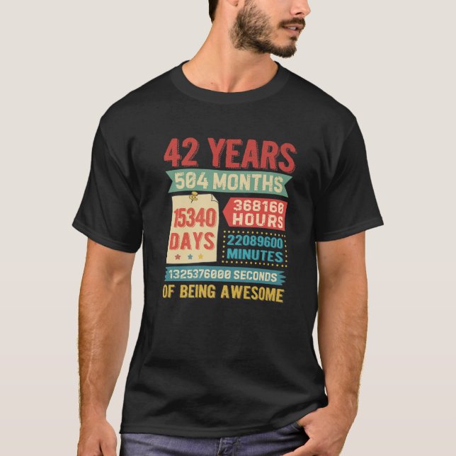 Camiseta 42 Años De Edad 42 Años Decoraciones De Cumpleaños (Anverso)