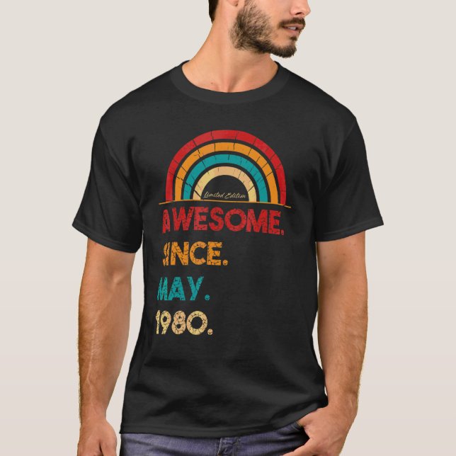 Camiseta 42 años de edad asombrosa desde mayo de 1980 42º c (Anverso)