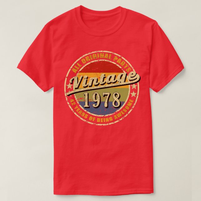 Camiseta 42 años de ser asombrosa todas las partes original (Diseño del anverso)