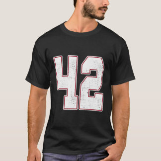 Camiseta 42 Esbozo Número 42 Varsity Fan Sports Team Black