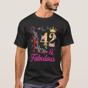 Camiseta 42 y fabulosas mariposas de cumpleaños 42 años H