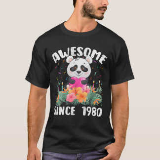 Camiseta 42 Years Old Panda Lover Awesome Since 1980 42Th B