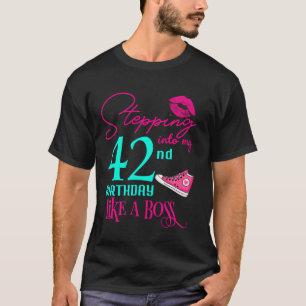 Camiseta 42nd Birthday Like A Boss Funny Step Pink 42 Bday 