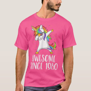 Camiseta 42nd birthday, unicorn dab, Awesome since 1980