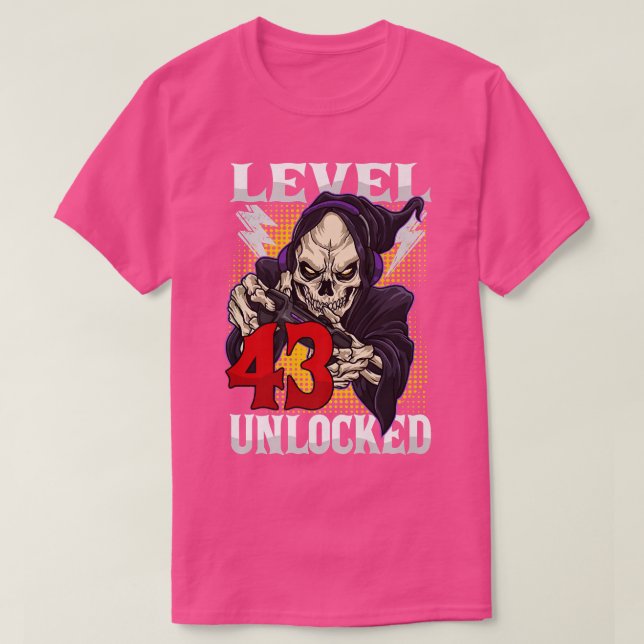 Camiseta 43.ª Jugadora de Cumpleaños Esqueleto Nivel 43 Gam (Diseño del anverso)