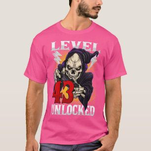 Camiseta 43.ª Jugadora de Cumpleaños Esqueleto Nivel 43 Gam