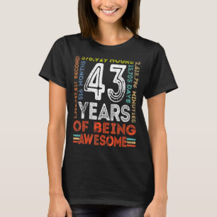 Camiseta 43.º cumpleaños increíble Retro de cosecha de 43 a