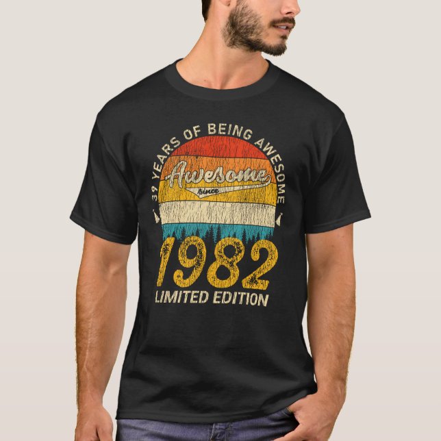 Camiseta 43 años de edad 1982 Regalo de cumpleaños 43 retro (Anverso)