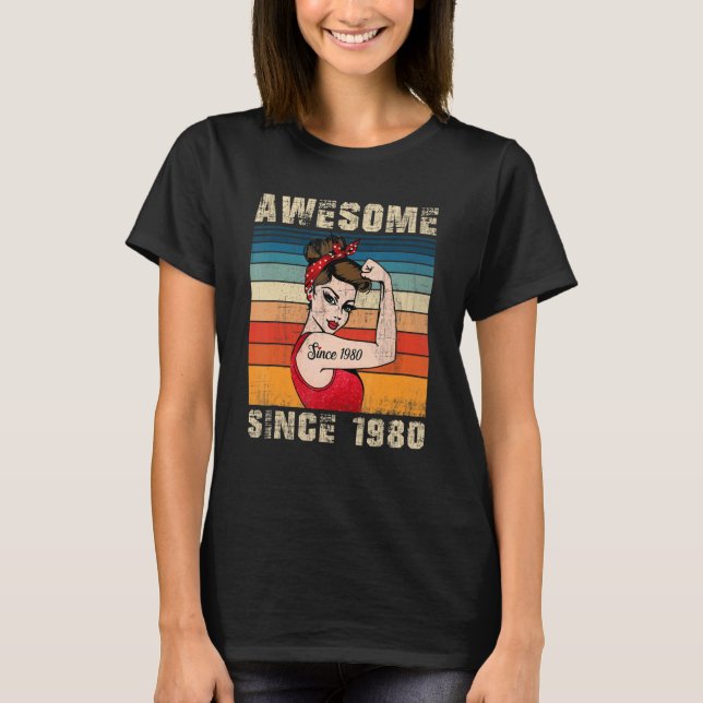 Camiseta 43 años de edad increíble desde 1980 43ª mujer de  (Anverso)