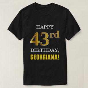 Camiseta 43.o cumpleaños del oro intrépido, negro, falso