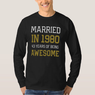 Camiseta 43rd Anniversary for Men Married In 1980 Couples H