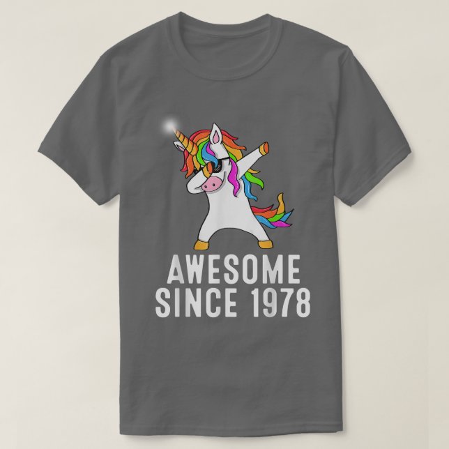 Camiseta 43rd birthday, unicorn dab, Awesome since 1978  (Diseño del anverso)