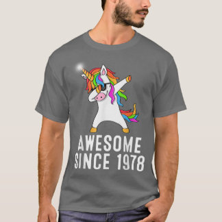 Camiseta 43rd birthday, unicorn dab, Awesome since 1978 
