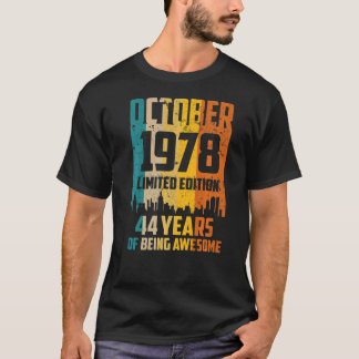 Camiseta 44º cumpleaños, 44 años, maravilloso desde octubre