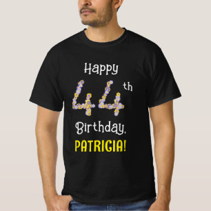 Camiseta 44º cumpleaños: Flores florales número "44" + nomb