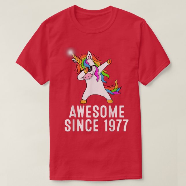 Camiseta 44º cumpleaños, unicornio dab, Awesome desde 1977  (Diseño del anverso)