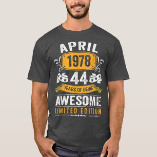 Camiseta 44.º Regalo de cumpleaños Hombres Vintage Abril 19