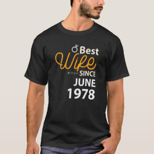 Camiseta 44° Aniversario Boda Mejor Esposa Desde Junio De 1