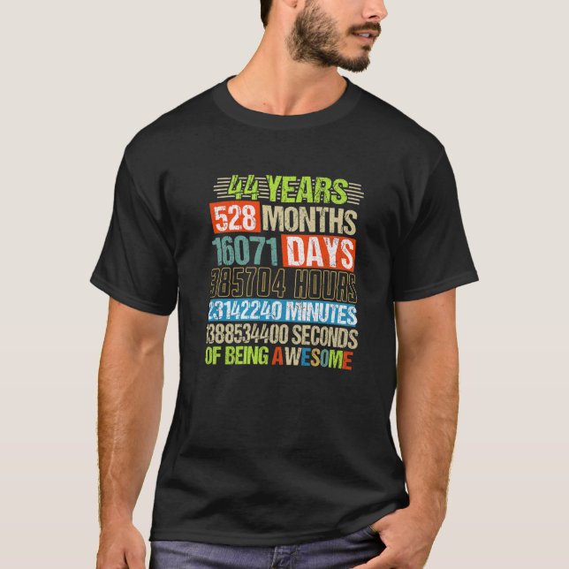 Camiseta 44 Años 528 Meses De Ser Maravilloso 44º Cumpleaño (Anverso)