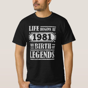 Camiseta 44 Años De Edad 1981 Nacimiento De Leyenda 44º Cum