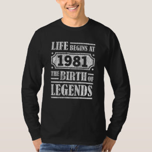 Camiseta 44 Años De Edad 1981 Nacimiento De Leyenda 44º Cum