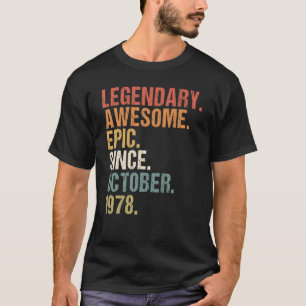 Camiseta 44 años Gracioso desde octubre de 1978 44