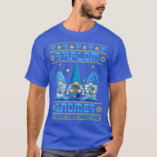 Camiseta 44R0 Shalom Gnomes Happy Hanukkah Jewish Menorah J