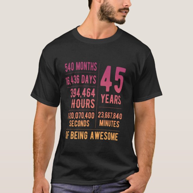 Camiseta 45.º cumpleaños de mujeres cómicas de 45 años (Anverso)