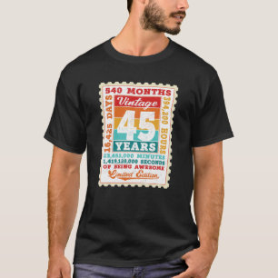 Camiseta 45.º Cumpleaños Sello De Cartel B De 45 Años Vinta