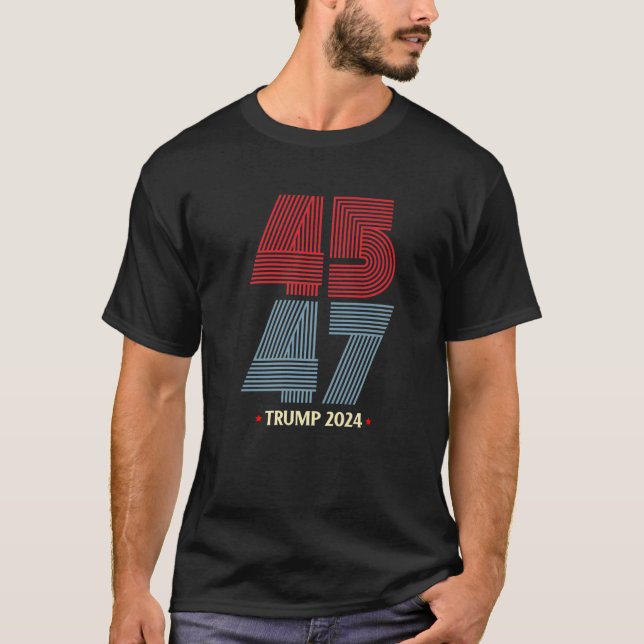 Camiseta 45.º Presidente - Retro Trump 2024 - 47.º Presiden (Anverso)