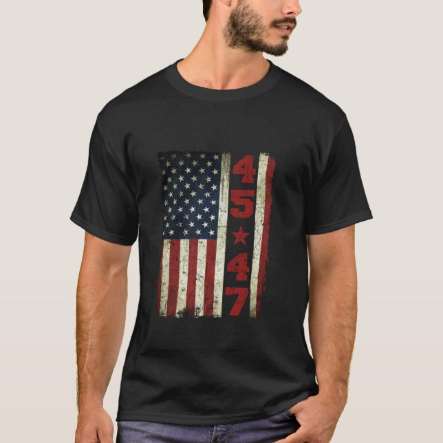 Camiseta 45 47 Bandera de los Estados Unidos de Trump 2024  (Anverso)