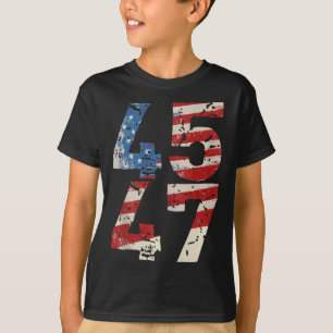 Camiseta 45 47 Trump apoya reelección de bandera estadounid