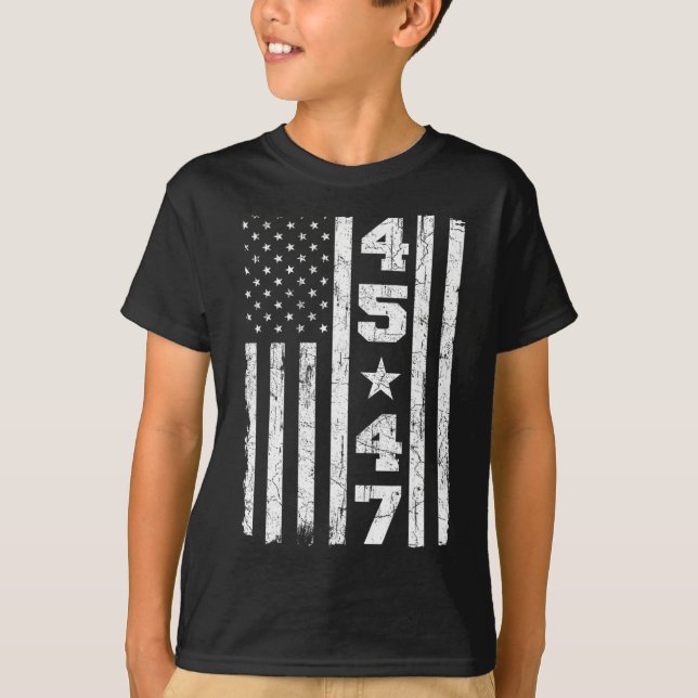Camiseta 45 47 Trump Viste Bandera Estadounidense 2024 Pres (Anverso)