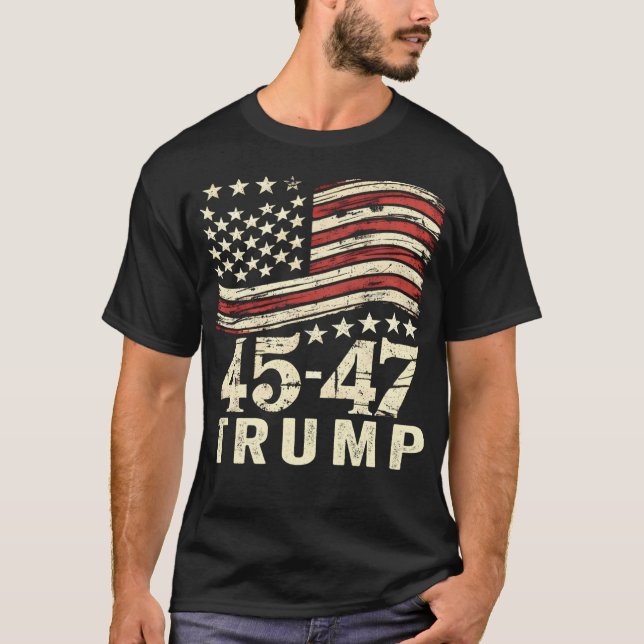 Camiseta 45 47 Usa Flag Trump Inauguration Day 2025 (Anverso)