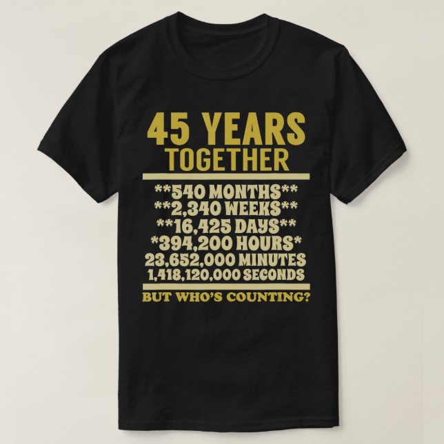 Camiseta 45 Aniversario 45.º Boda (Diseño del anverso)
