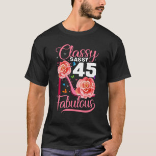 Camiseta 45 Aniversario con clase 45 Fabuloso Hig de Flor