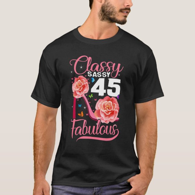 Camiseta 45 Aniversario con clase 45 Fabuloso Hig de Flor (Anverso)