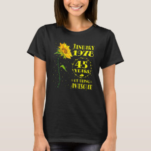 Camiseta 45 Aniversario Girasol de 45 años Nacido en Enero