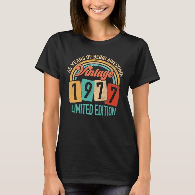 Camiseta 45 Años De Edad Increíble En 1977 45º Cumpleaños (Anverso)