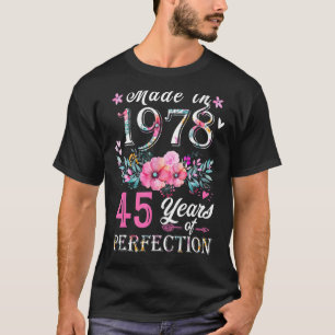 Camiseta 45 años de floral para mujeres en 1978