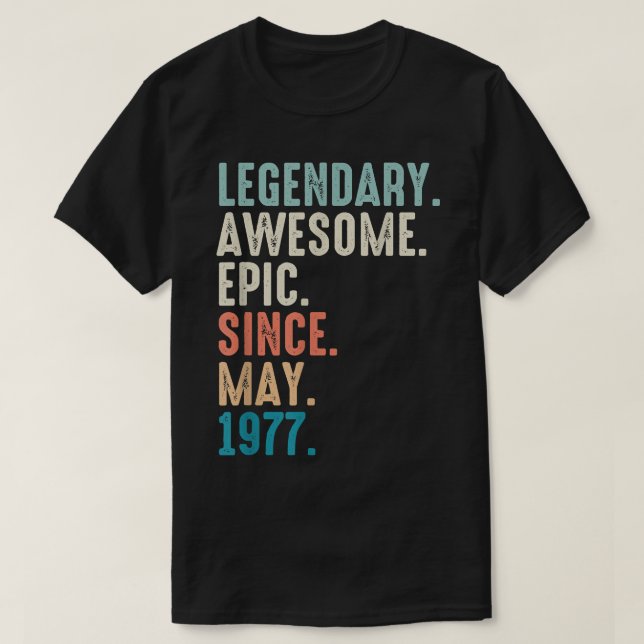 Camiseta 45 años legendario impresionante épico desde mayo  (Diseño del anverso)