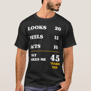 Camiseta 45 años para los hombres maestros de matemáticas d