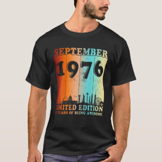 Camiseta 45 Años Vintage Septiembre 1976 45º Cumpleaños