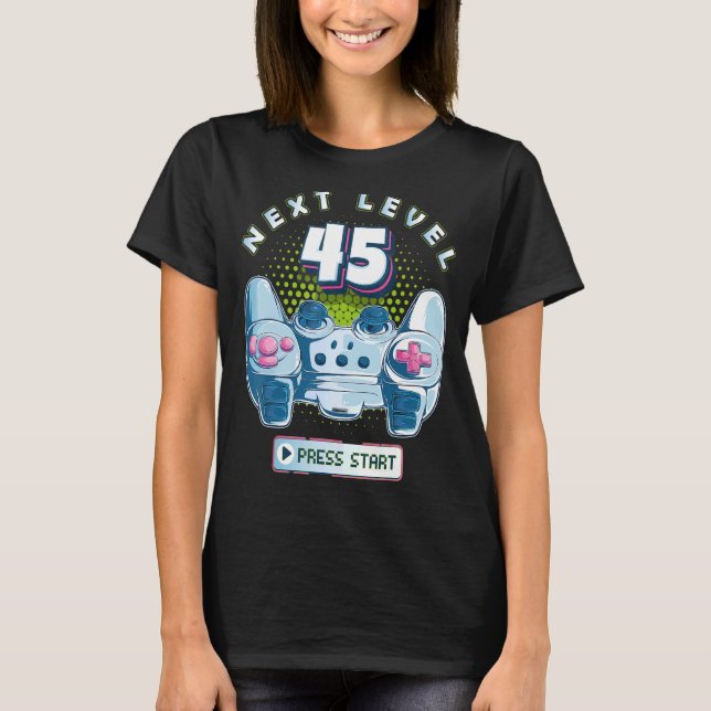 Camiseta 45 Birthday Gamer Next Level 45 Gaming Controller (Anverso)