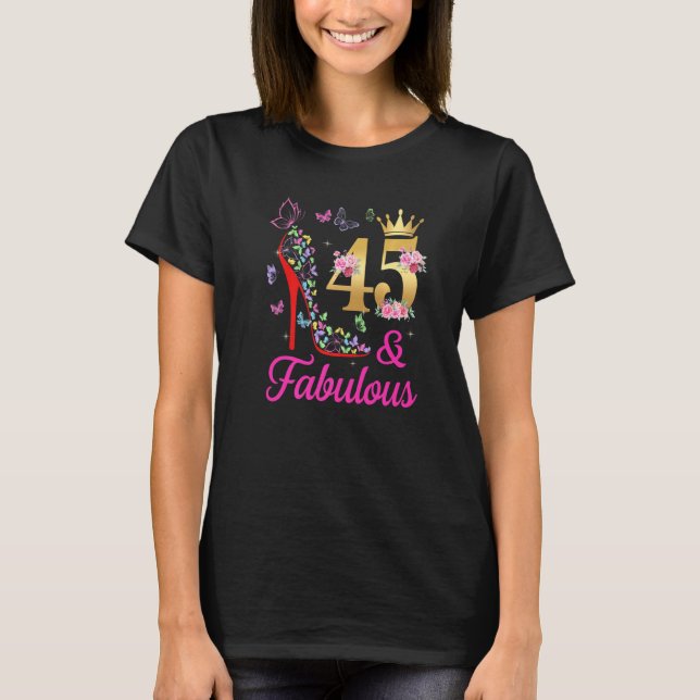 Camiseta 45 y fabulosas mariposas de cumpleaños 45 años H (Anverso)