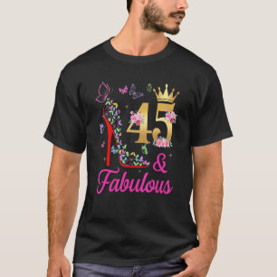 Camiseta 45 y fabulosas mariposas de cumpleaños 45 años H