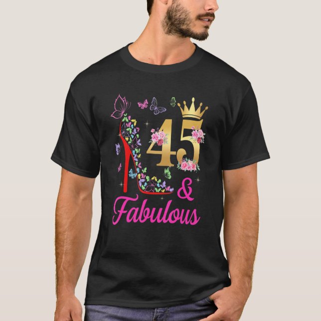 Camiseta 45 y fabulosas mariposas de cumpleaños 45 años H (Anverso)
