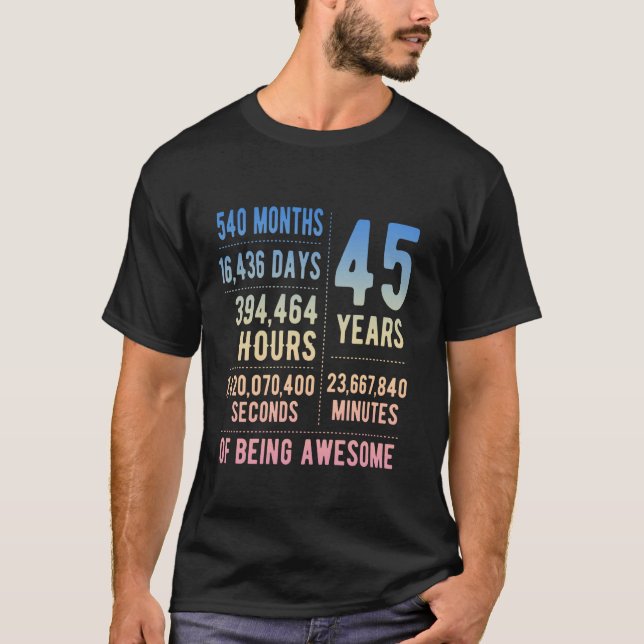 Camiseta 45th Birthday Men Women Funny 45 Years Old (Anverso)